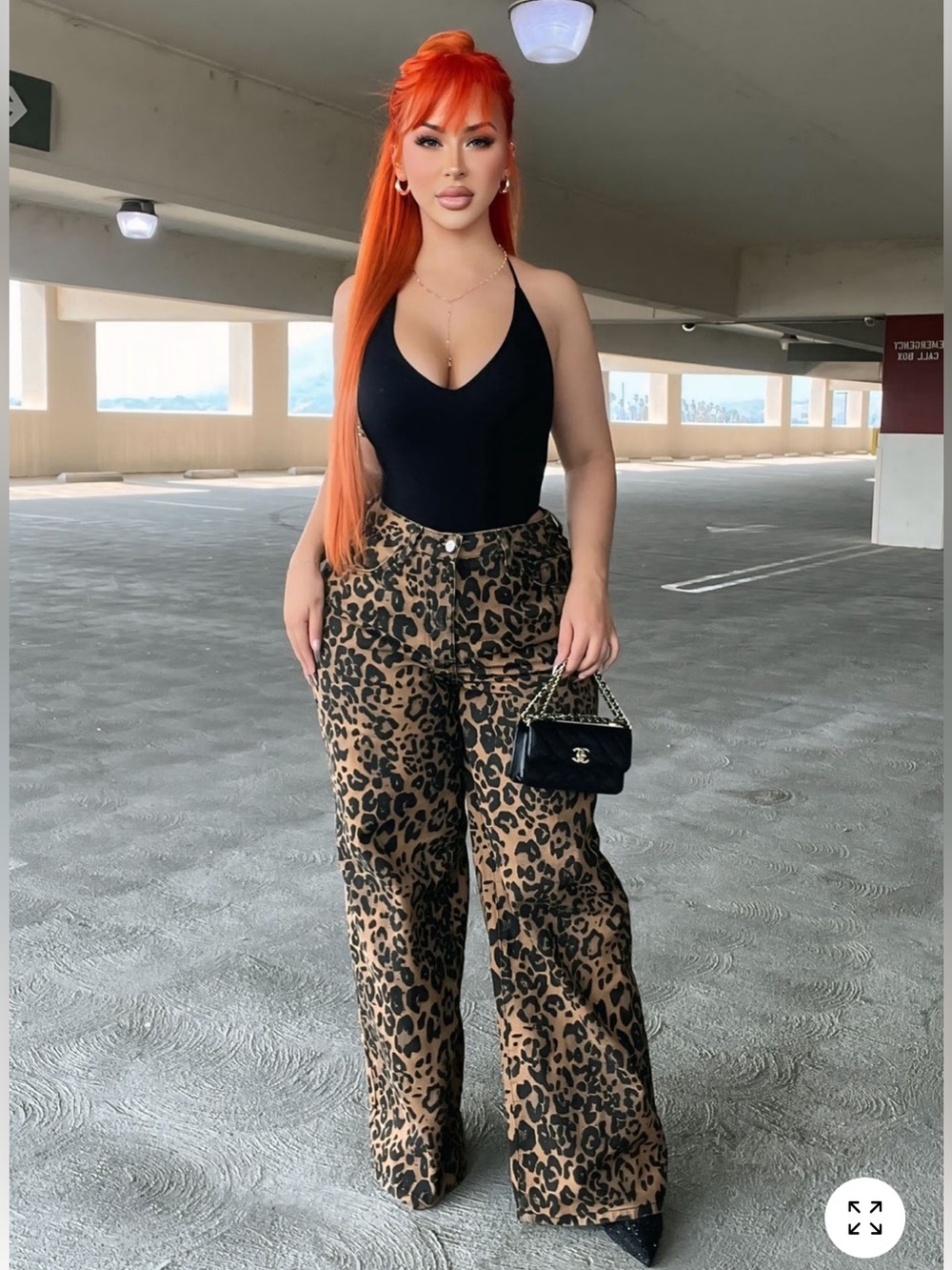 Fashion Nova Leopard Print Wide-Leg Pants - Size 7